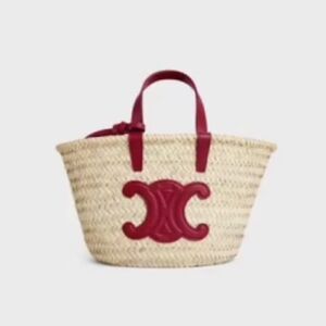 TEEN CELINE CLASSIC PANIER IN PALM LEAVES AND CALFSKIN